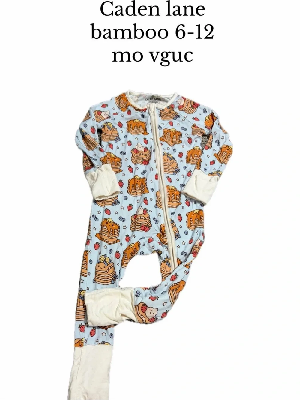 Caden lane Brunch Buddies Convertible Zip Romper pancakes 6-12 months